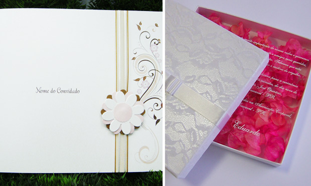 Convite de casamento com flores