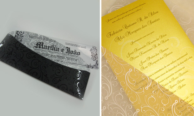 Convite de casamento com papel especial