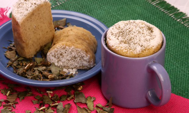 Bolo de chá verde na caneca