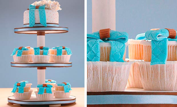 Minibolos de laços azuis Minibolos de laços azuis