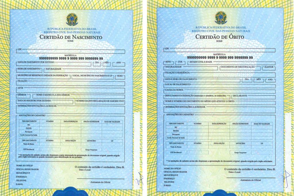 Certidões de nascimento, casamento e óbito recebem mudanças