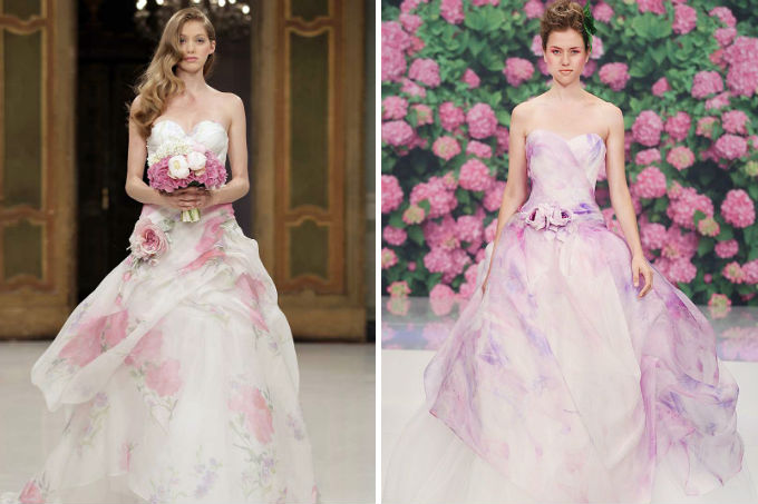 Vestido de noiva com efeito aquarela