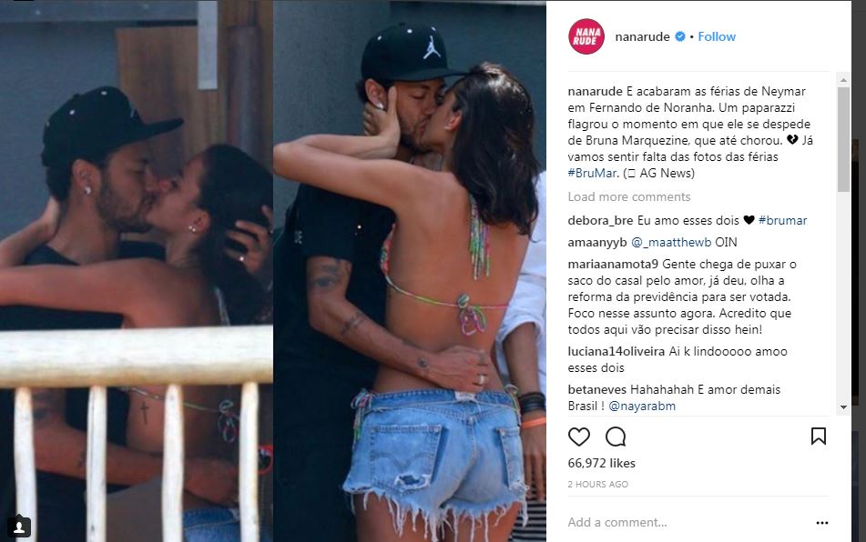 Bruna Marquezine e Neymar se despedem em Fernando de Noronha