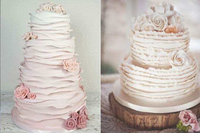 Bolo de casamento com a técnica ruffle cake