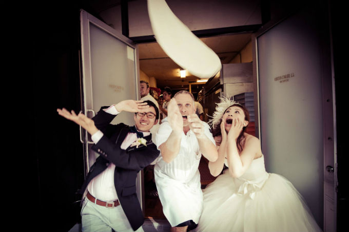 Rod&iacute;zio de pizza em casamento