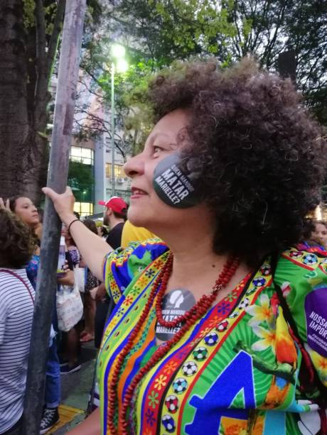 Manifestantes se encontraram na Praça Oswaldo Cruz, em São Paulo, em manifestação que marcou 1 ano do asssassinato de Marielle Franco