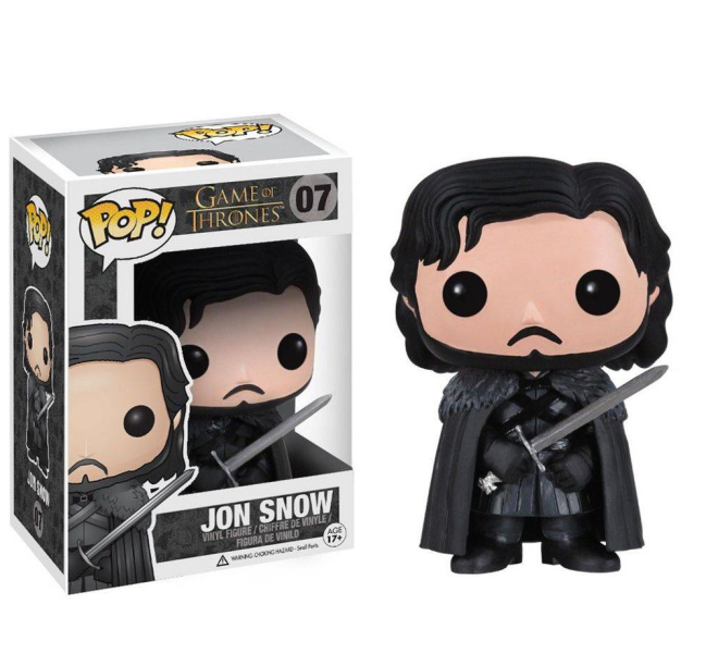 Boneco Funko Pop! Game of Thrones - Jon Snow. <a href="https://www.americanas.com.br/produto/18166738/estatueta-funko-pop-television-game-of-thrones-jon-snow?maisinformacoes5561=www.famdvd.com.br&pfm_carac=funko%20pop&pfm_index=3&pfm_page=search&pfm_pos=grid&pfm_type=search_page%20">Americanas</a>, R$ 79,99