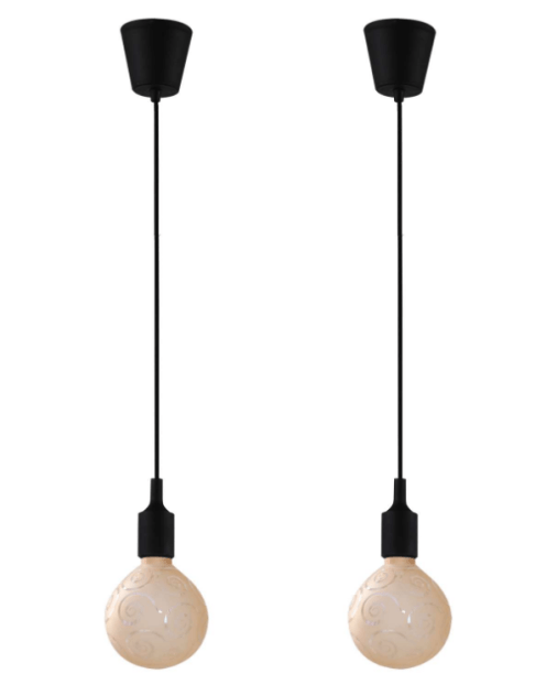 <span style="font-weight:400;">2 Pendentes Preto Com Globo De Vidro. </span><a href="https://www.mobly.com.br/2-pendentes-preto-com-globo-de-vidro-gl16-incluso-bivolt-547550.html"><span style="font-weight:400;">Mobly</span></a><span style="font-weight:400;">, R$ 144 </span>