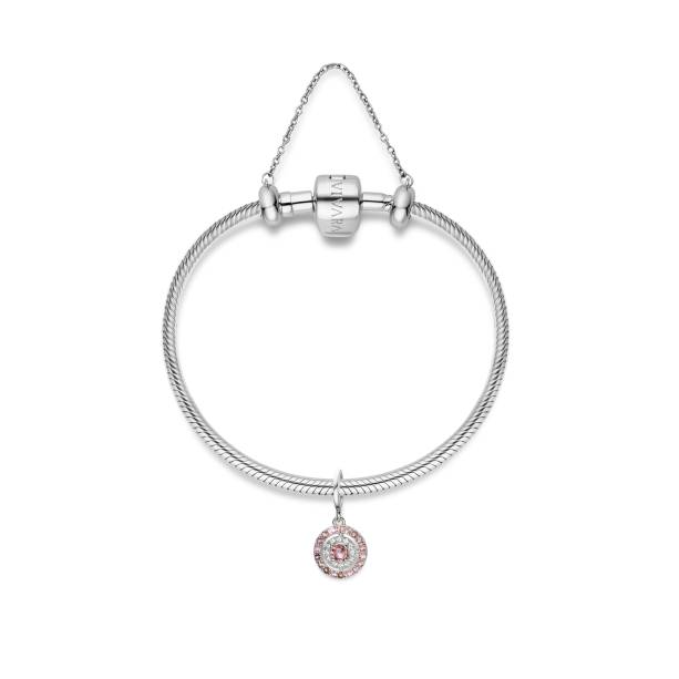 <p style="text-align:justify;">Pulseira de prata, topázio branco, turmalina rosa e turquesa natural.</p>