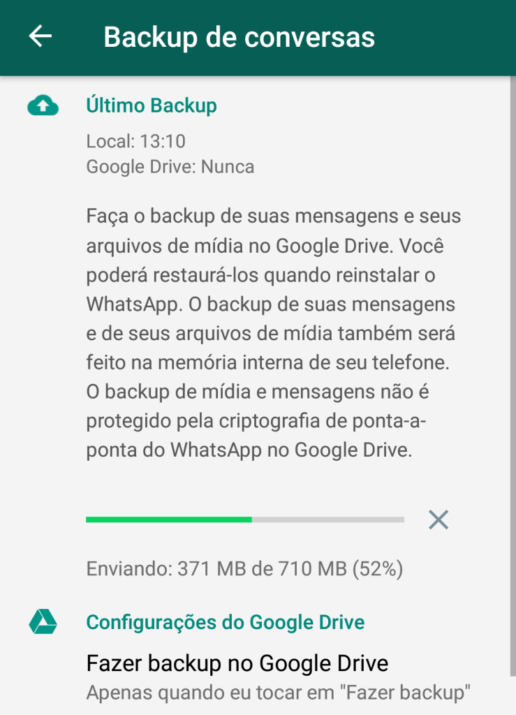 como fazer backup do whatsapp