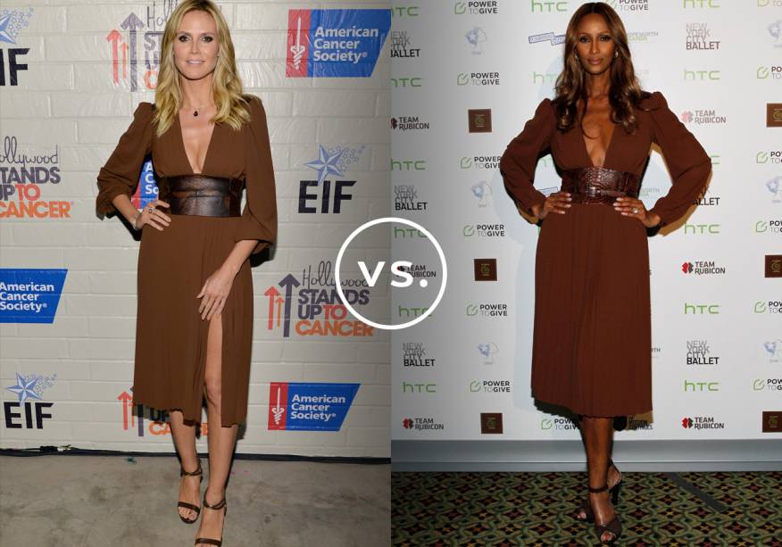 <strong>Heidi Klum</strong> e <strong>Iman</strong> vestem <strong>Michael Kors</strong>. O styling dos looks das duas ex-modelos é praticamente o mesmo: sapatos marrons e poucas joias.