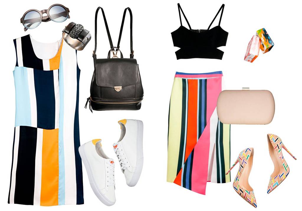 Dia e noite: 2 looks com estampa de listras para o verão