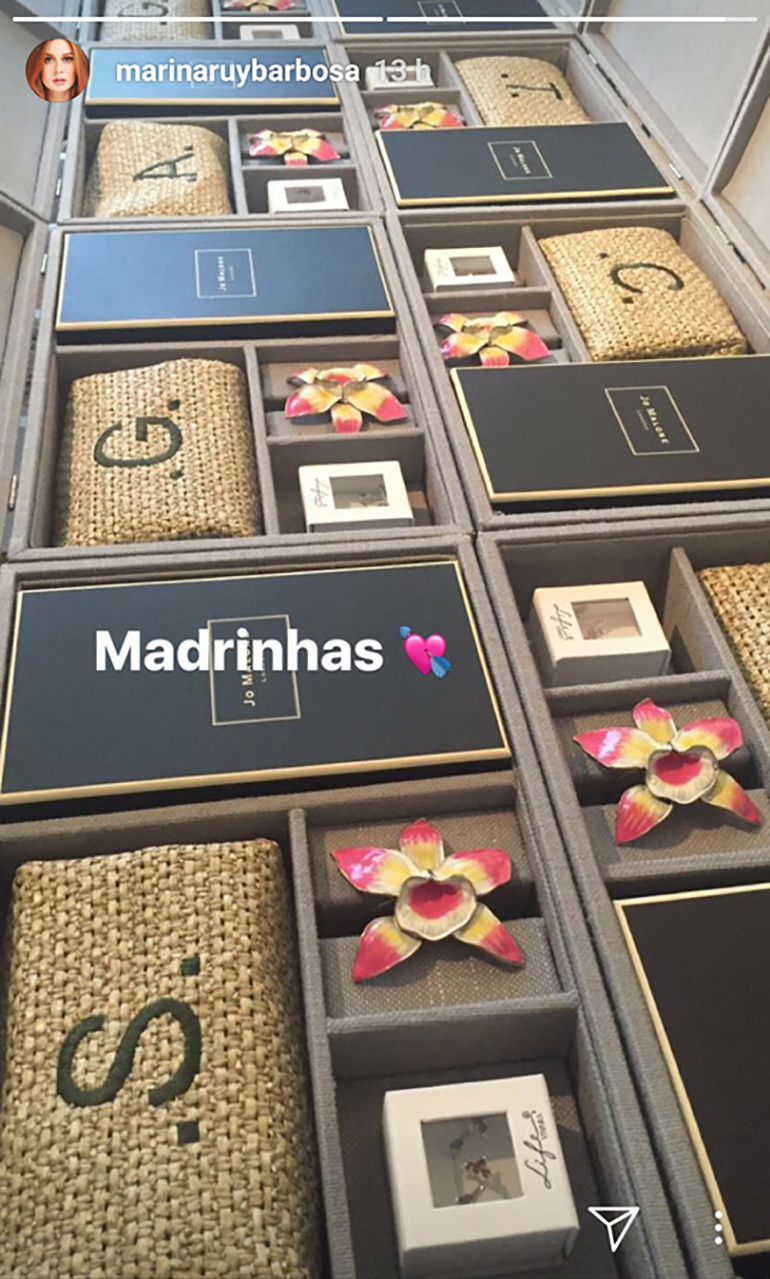 marina-ruy-barbosa-mostra-brindes-madrinhas-casamento