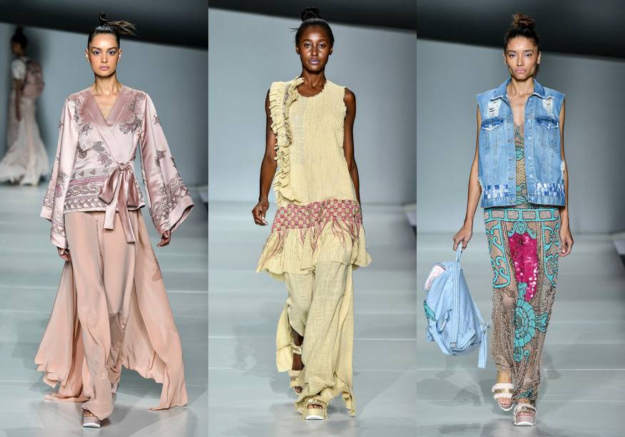 Uma mochileira em viagem à Tailândia inspirou o verão da estreante <strong>Manzan</strong>. Os ricos detalhes dos templos religiosos do país asiático se traduziram em bordados de linha, pedrarias, cristais, paetês e fitas de cetim. Mas a coleção também traz uma parte mais rústica, como comprovam os looks de linho palha, as produções em jeans e as mochilas. Quimonos, vestidos longos e pantalonas vêm em modelagens amplas. Uma mochileira em viagem à Tailândia inspirou o verão da estreante <strong>Manzan</strong>. Os ricos detalhes dos templos religiosos do país asiático se traduziram em bordados de linha, pedrarias, cristais, paetês e fitas de cetim. Mas a coleção também traz uma parte mais rústica, como comprovam os looks de linho palha, as produções em jeans e as mochilas. Quimonos, vestidos longos e pantalonas vêm em modelagens amplas.