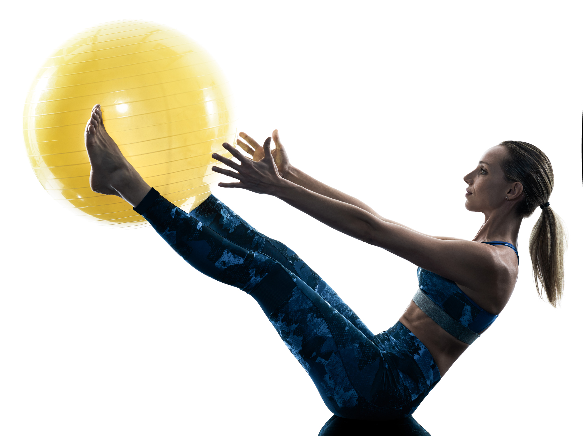 woman fitness  swiss ball excercises silhouette