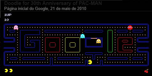 roda surpresa do aniversario do google pac man