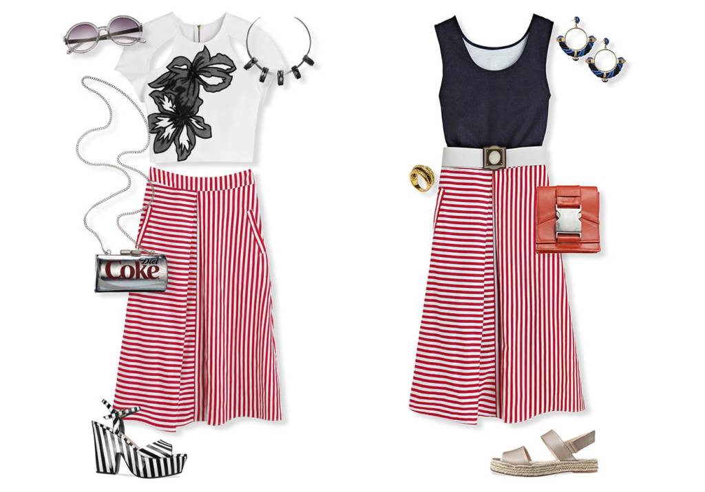 Saia mídi listrada: como usar a peça no jantar e no cinema