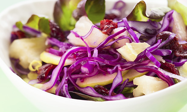 Salada de repolho roxo e romã
