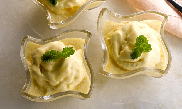 Sorbet de limão, maracujá e espumante