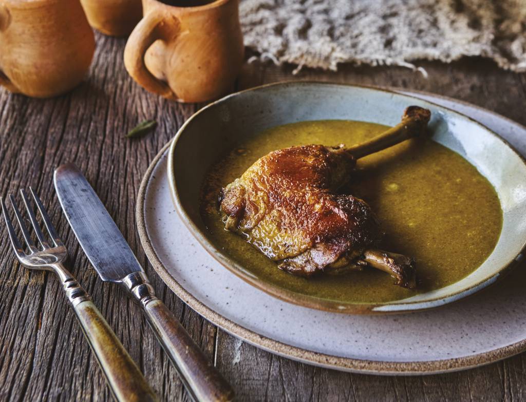 Galinha de parida com pirão