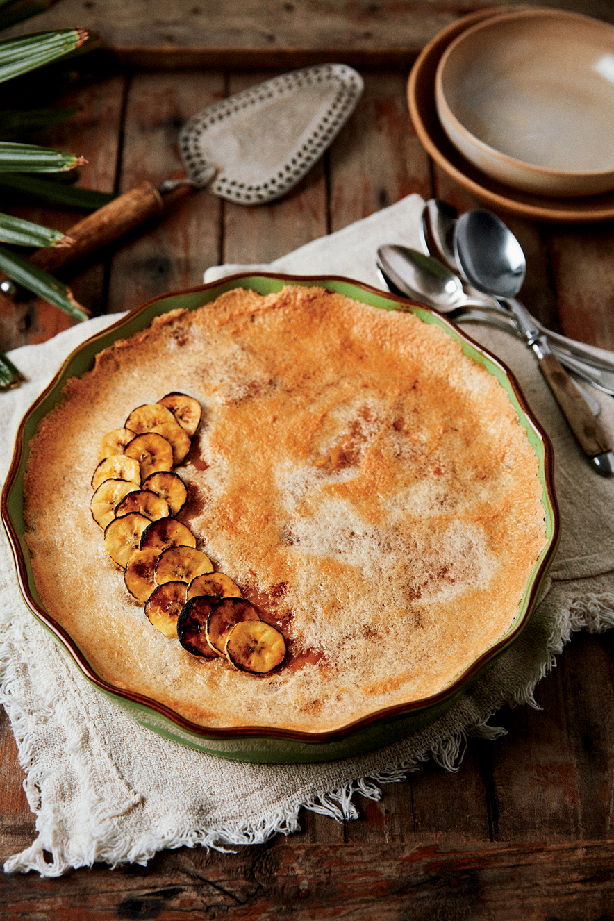 Torta de banana com creme de paçoca - Sabores do Brasil