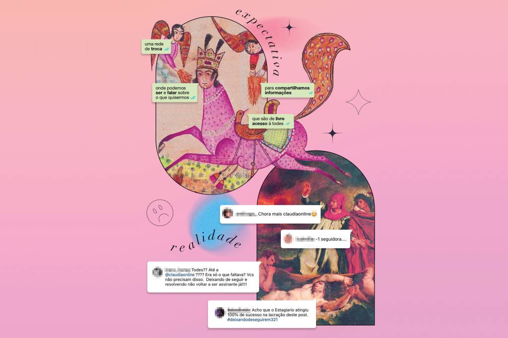 Destaque INTERNET AGRESSIVA Ilustração com comentários maldosos do Instagram