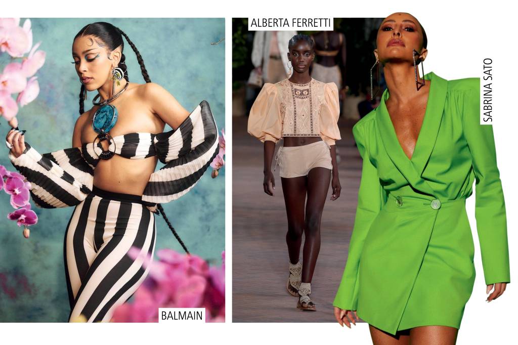 VITRINE 3 Mulheres com roupas com mangas bufantes e ombreiras