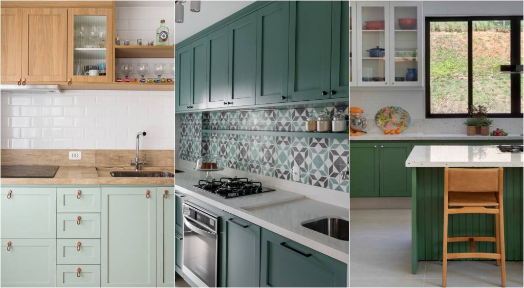 Cozinhas verdes: ambientes com atmosfera leve e décor charmoso
