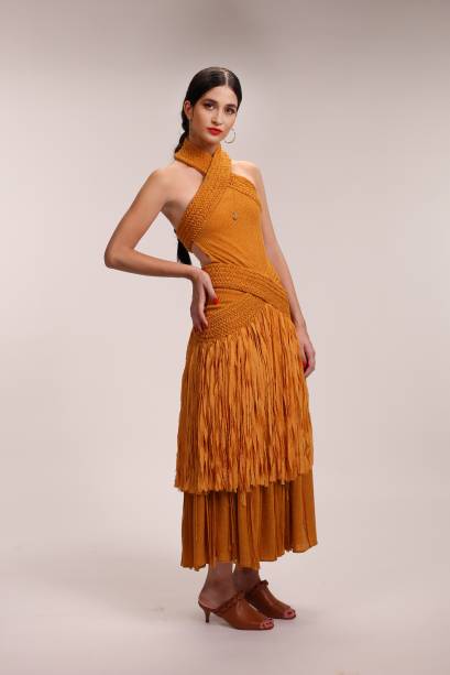 Vestido com franjas amarelo quintanilha Vestido com franjas amarelo quintanilha