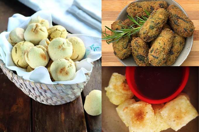 Pão de queijo de mandioquinha, croquete de taioba e dadinho de tapioca com tofu são opções saborosas e práticas de petiscos sem ingredientes de origem animal