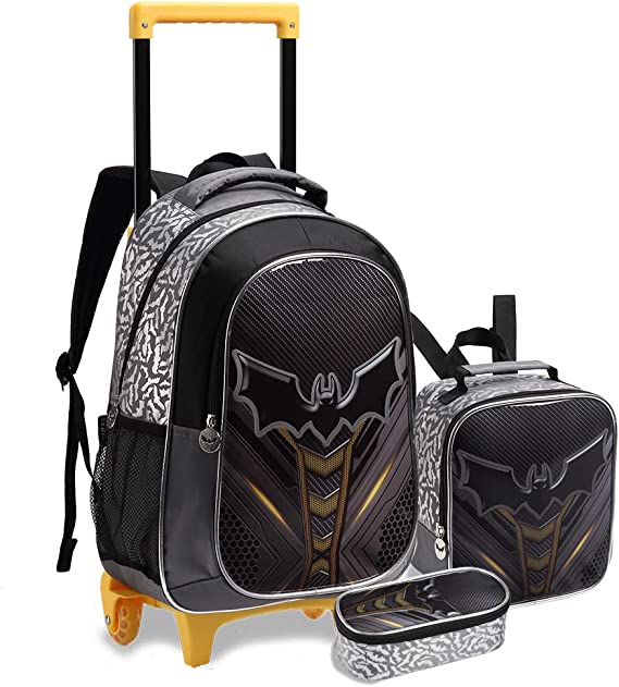 Kit Homem-Morcego com mochila, estojo e lancheira