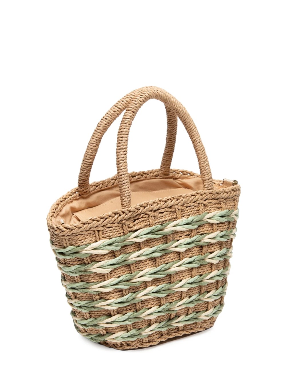 Bolsa de palha com detalhes verdes