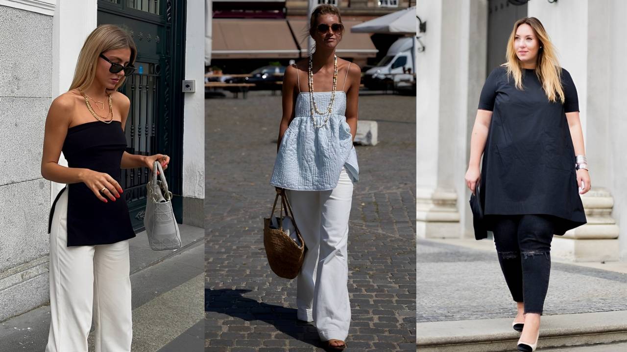 Três mulheres usando look que tenha bata ou túnica