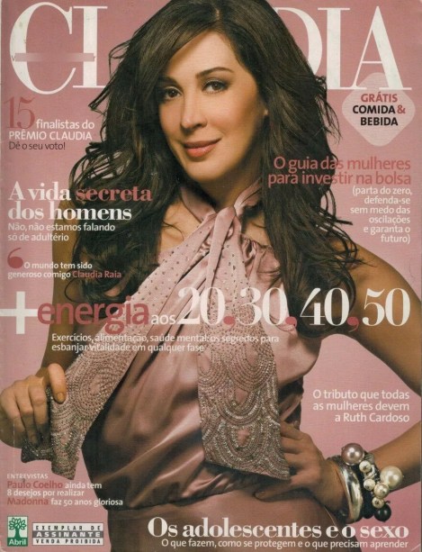 Capa de Claudia Raia em CLAUDIA em agosto de 2008.