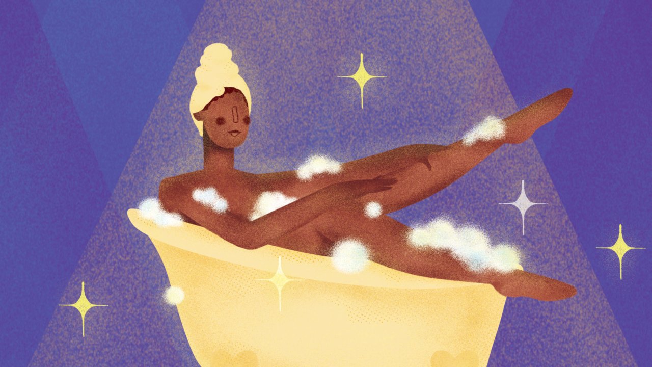 Ilustração de Anamaria Sabino - Mulher tomando banho de banheira