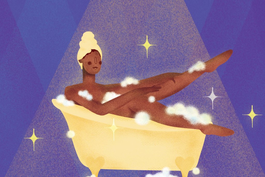 Ilustração de Anamaria Sabino - Mulher tomando banho de banheira