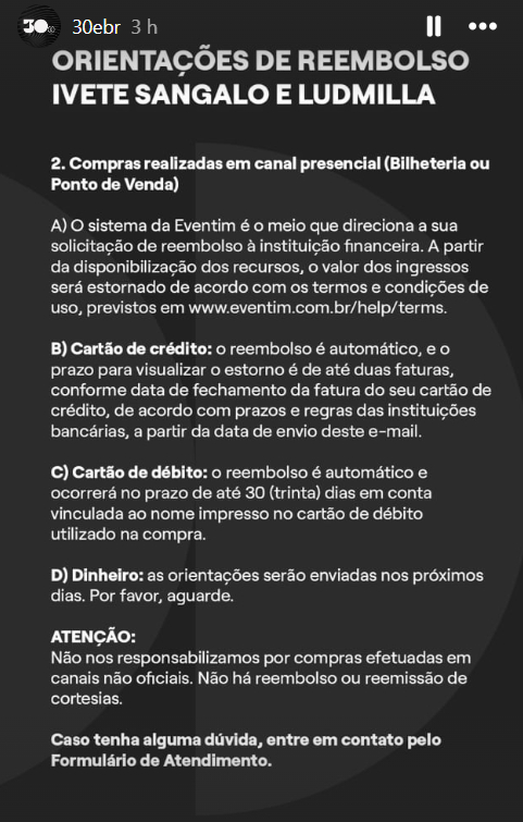 ivete-turne-cancelada-30ebr2 As regras para reembolso das turnês de Ivete Sangalo e Ludmilla divulgadas pela 30e