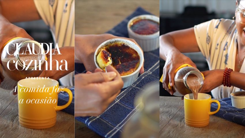 Receita de curau brulée e chocolate quente de paçoca