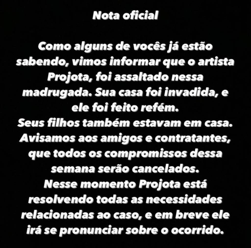 Produtora do artista emite comunicado sobre o caso