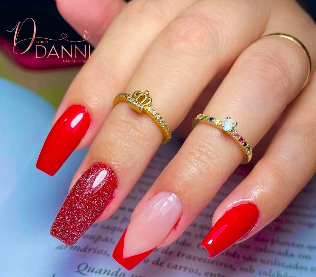 unhas-vermelhas-cintilante Inspirações de unhas cintilantes