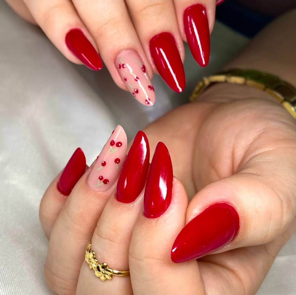unhas-vermelhas-desenho Exemplos de unhas com desenho