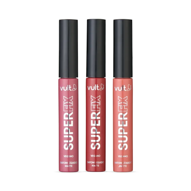 O batom líquido está disponível nas cores Vermelho Profundo, Castanho Natural e Rosa Queimado. Contém alta duração, não escorre e não transfere ao longo do dia.