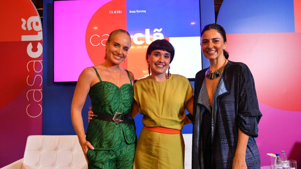 Mesa sobre bem-estar na Casa Clã 2025 com Angélica e Alice Ferraz foi mediada pela editora-chefe Karin Hueck.