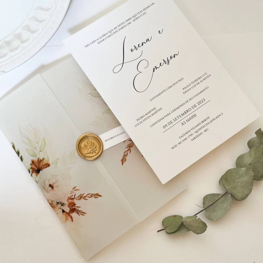 convites-elegantes (17) Convite floral com envelope em papel vegetal