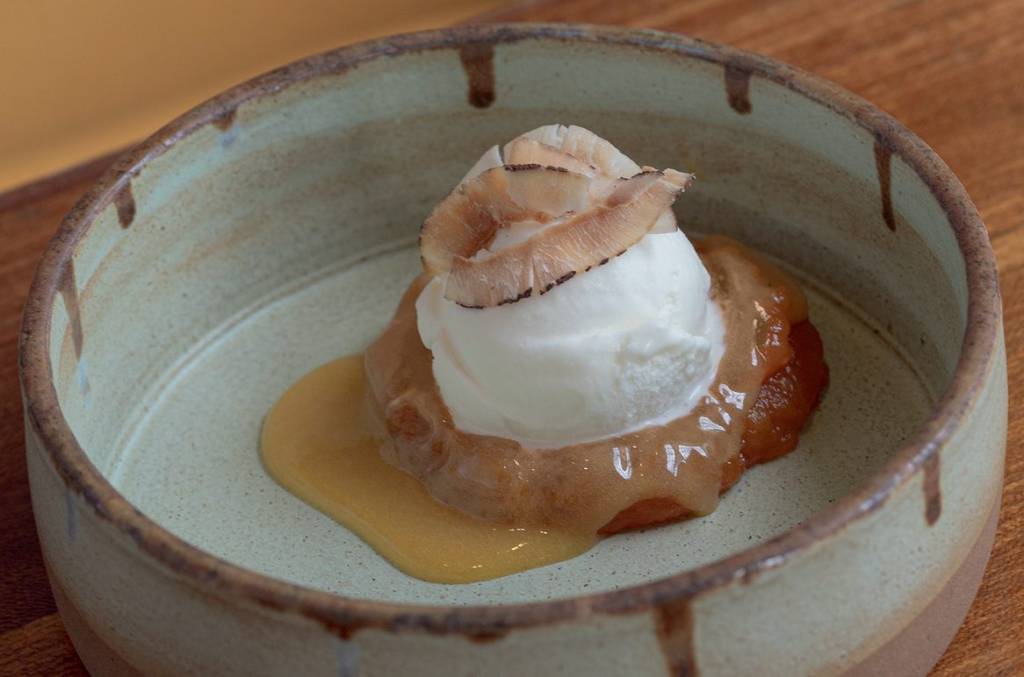 Doce de abóbora com zabaione de licor de cachaça