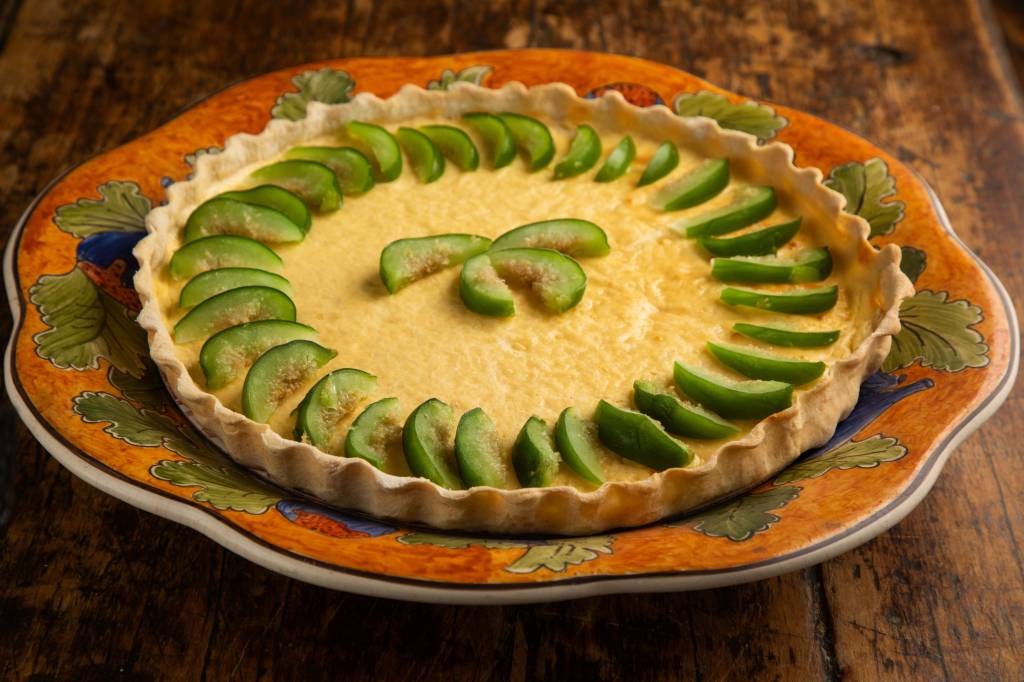 Quiche de gorgonzola e figos verdes