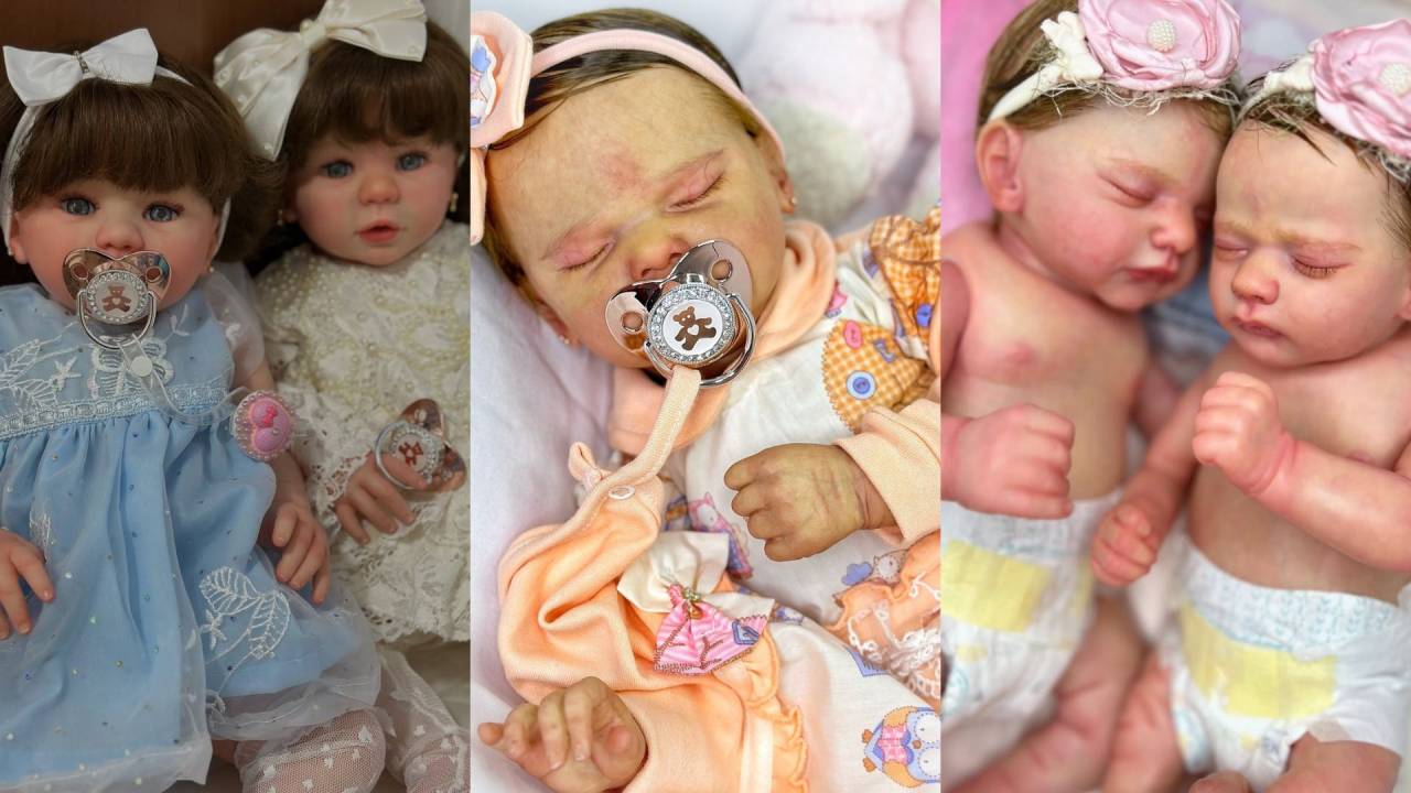 O bebê reborn é feito principalmente de vinil ou silicone, dois materiais que permitem criar um acabamento muito realista — com textura de pele, dobras, veias e até peso semelhante ao de um recém-nascido.