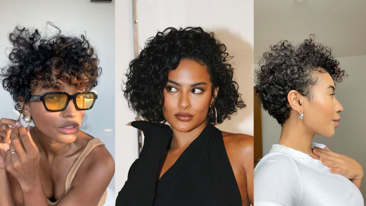 Mulheres negras com cabelos crespos e cacheados em cortes curtos