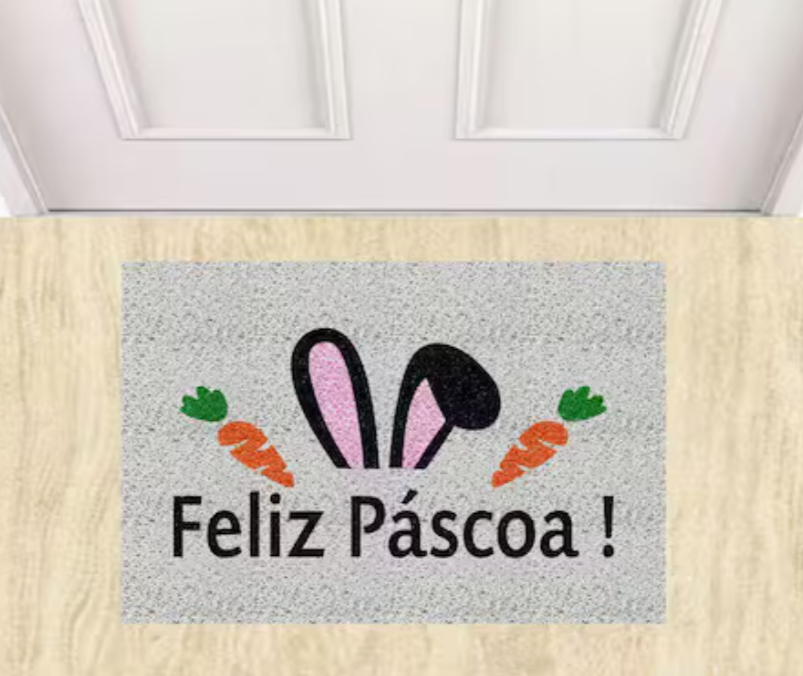 Capacho para receber as visitas no clima de Páscoa