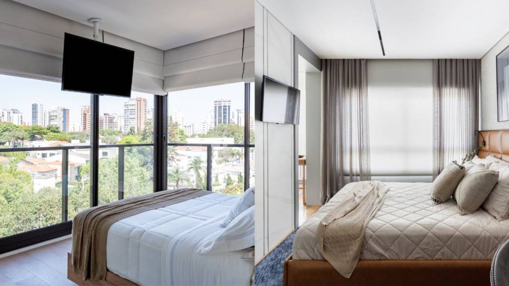 TV no quarto sem bagunça: 7 ideias geniais para integrar à decoração